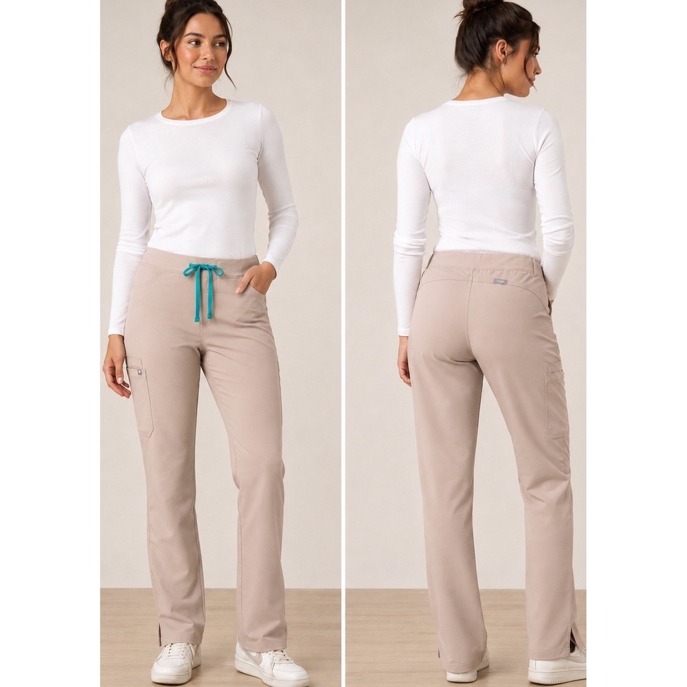 FIGS Kade Straight Leg Scrub Pants Womens Small S Beige Technical Collection S